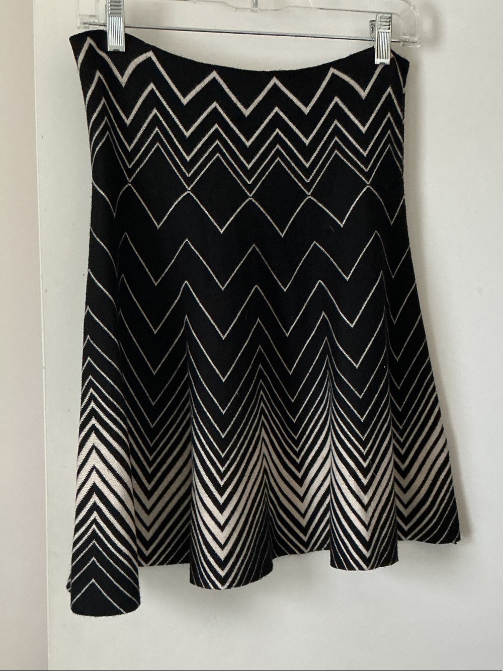 Max Studio Black and Cream Chevron Circle Skirt